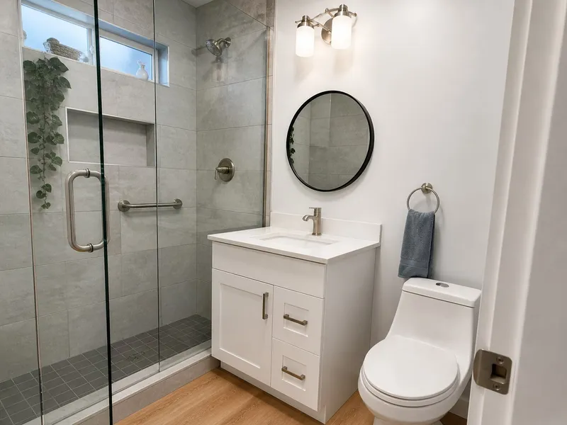 Full bathroom in the finished AADU