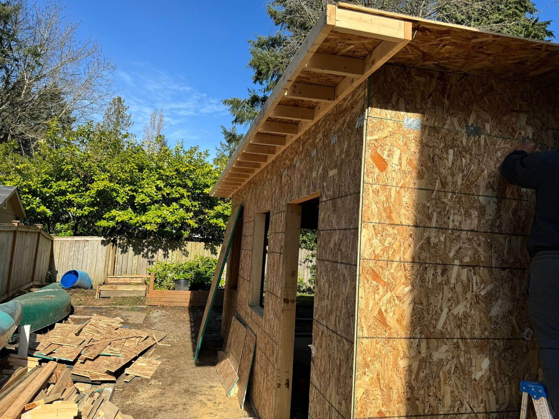 OSB sheathing and roof structure