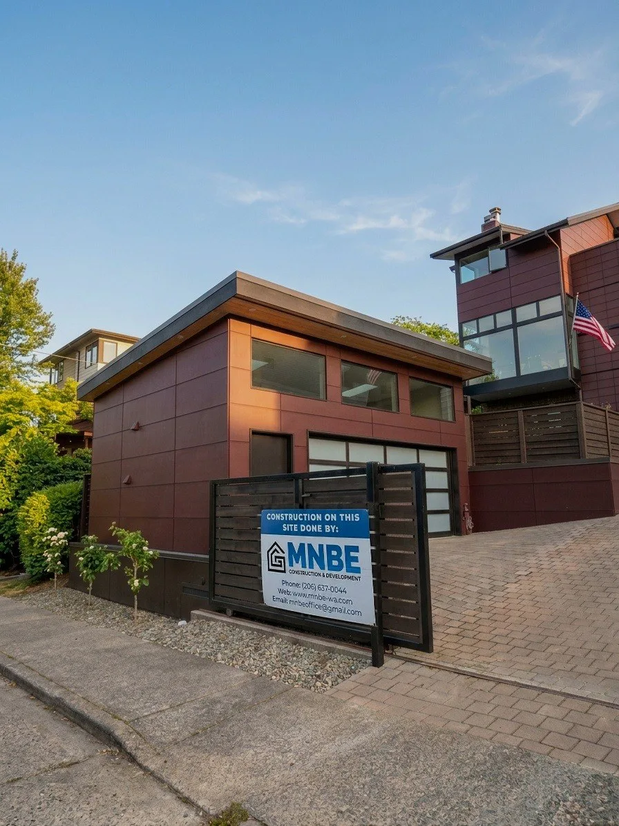 Finished modern detached ADU in Seattle's Magnolia neighborhood by MNBE
