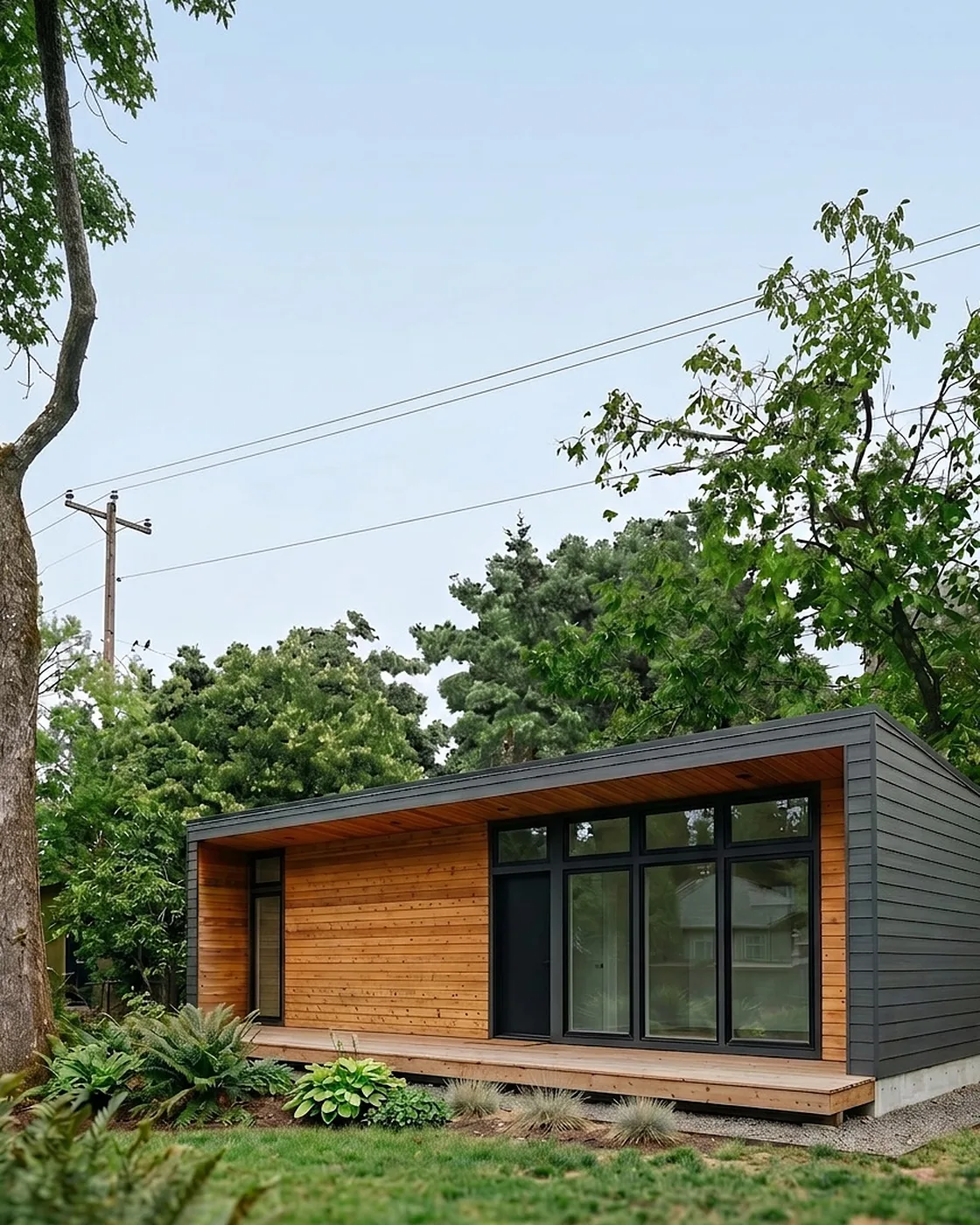 Permit-ready architectural drawing set and finished modern home in the Seattle area, designed by MNBE