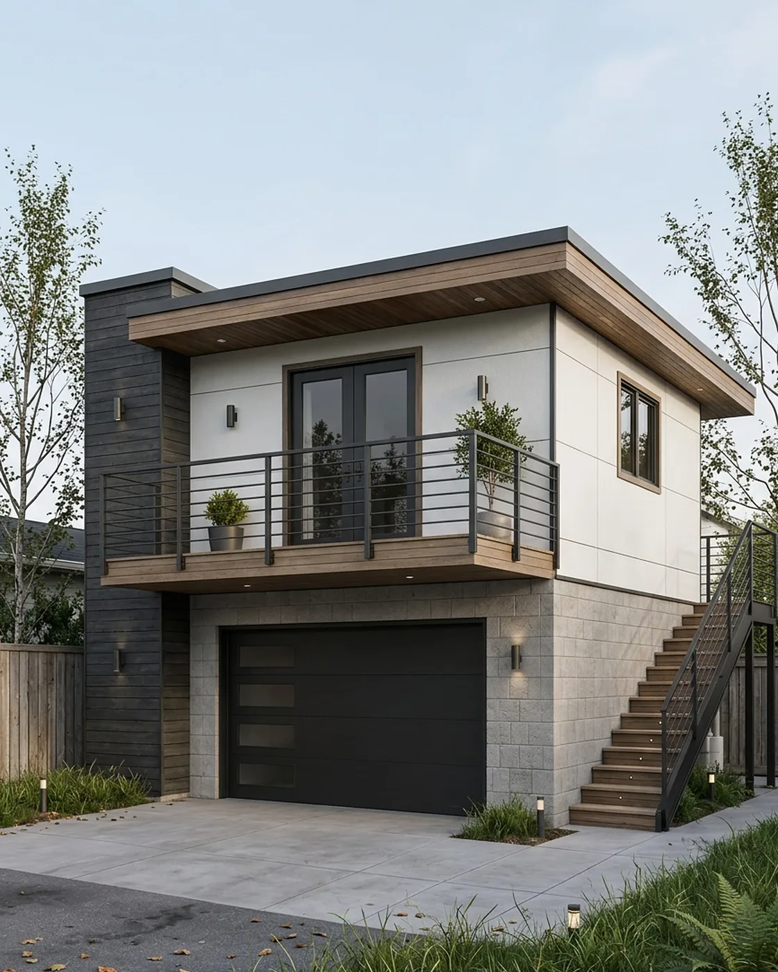 MNBE project in the Seattle area moving through the permit phase with charcoal cladding and warm lit windows