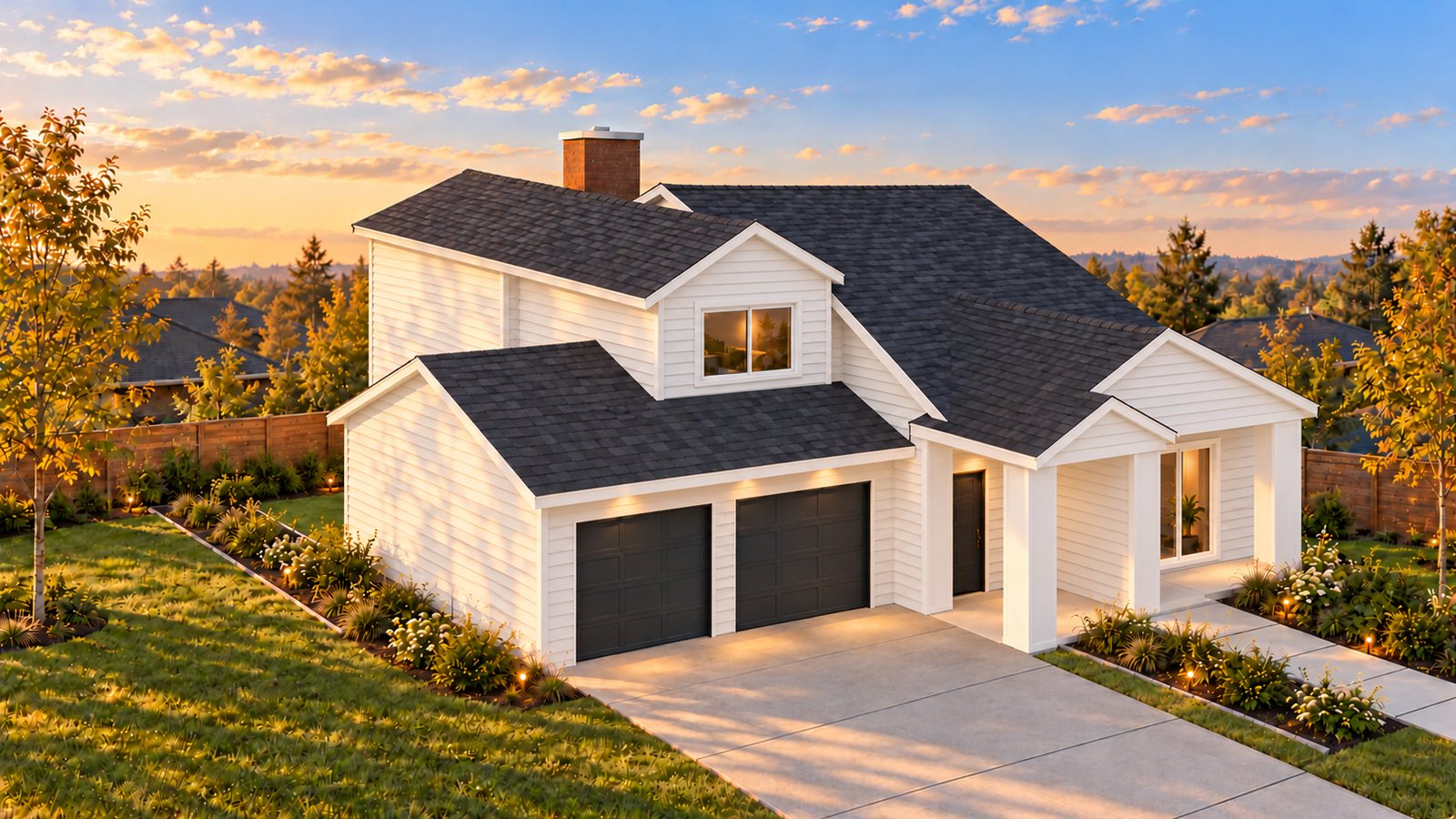 Rendering of the house before the addition, seen from the front left