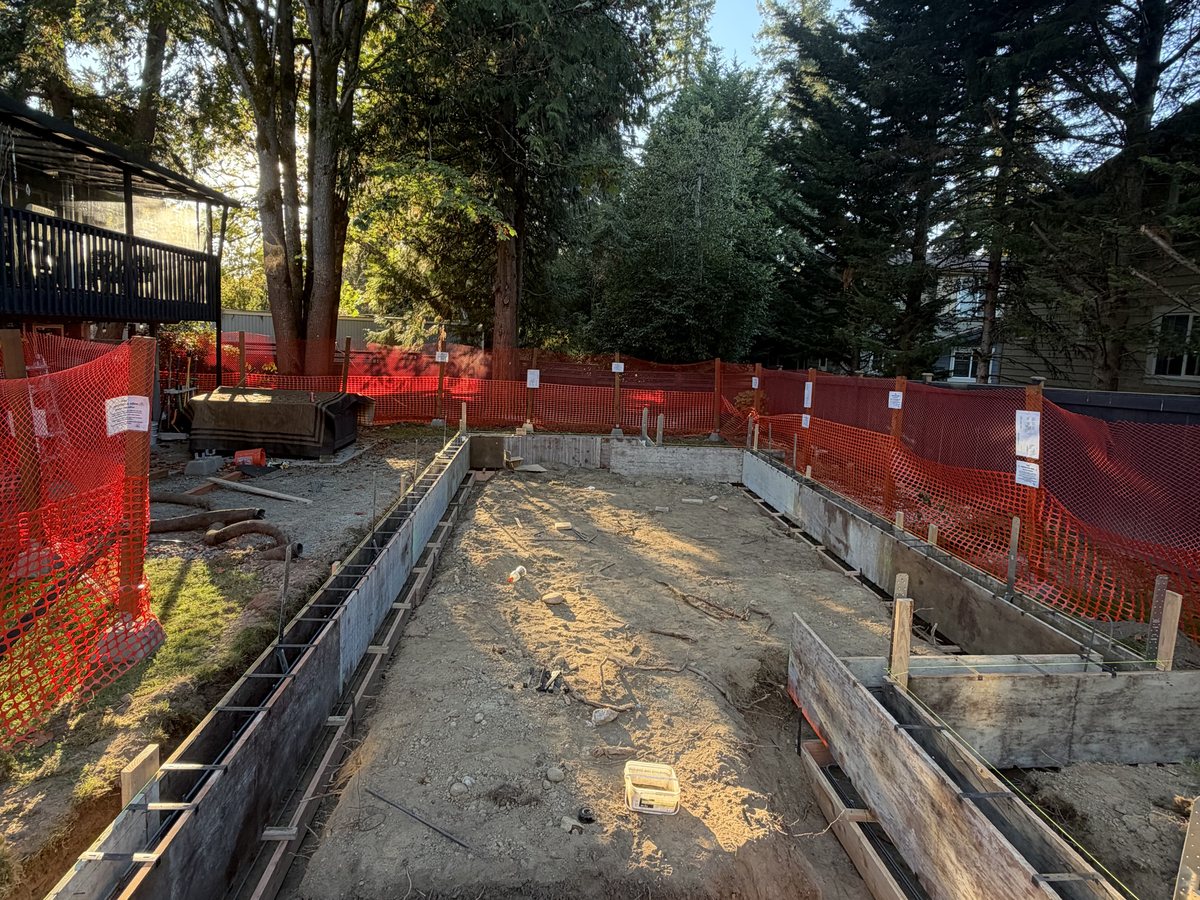 Poured footings inside the forms