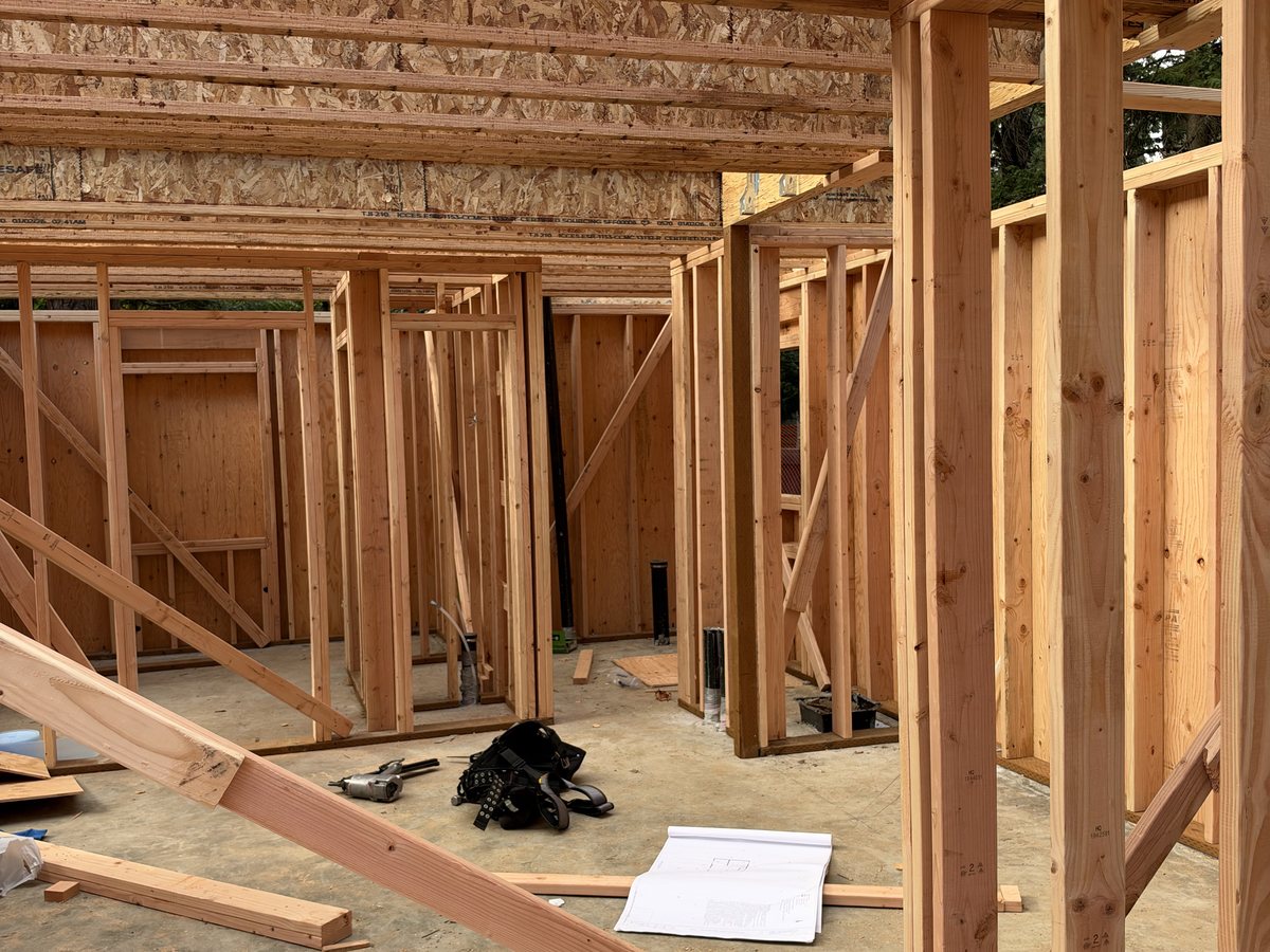 Second floor joists over the framed ground floor