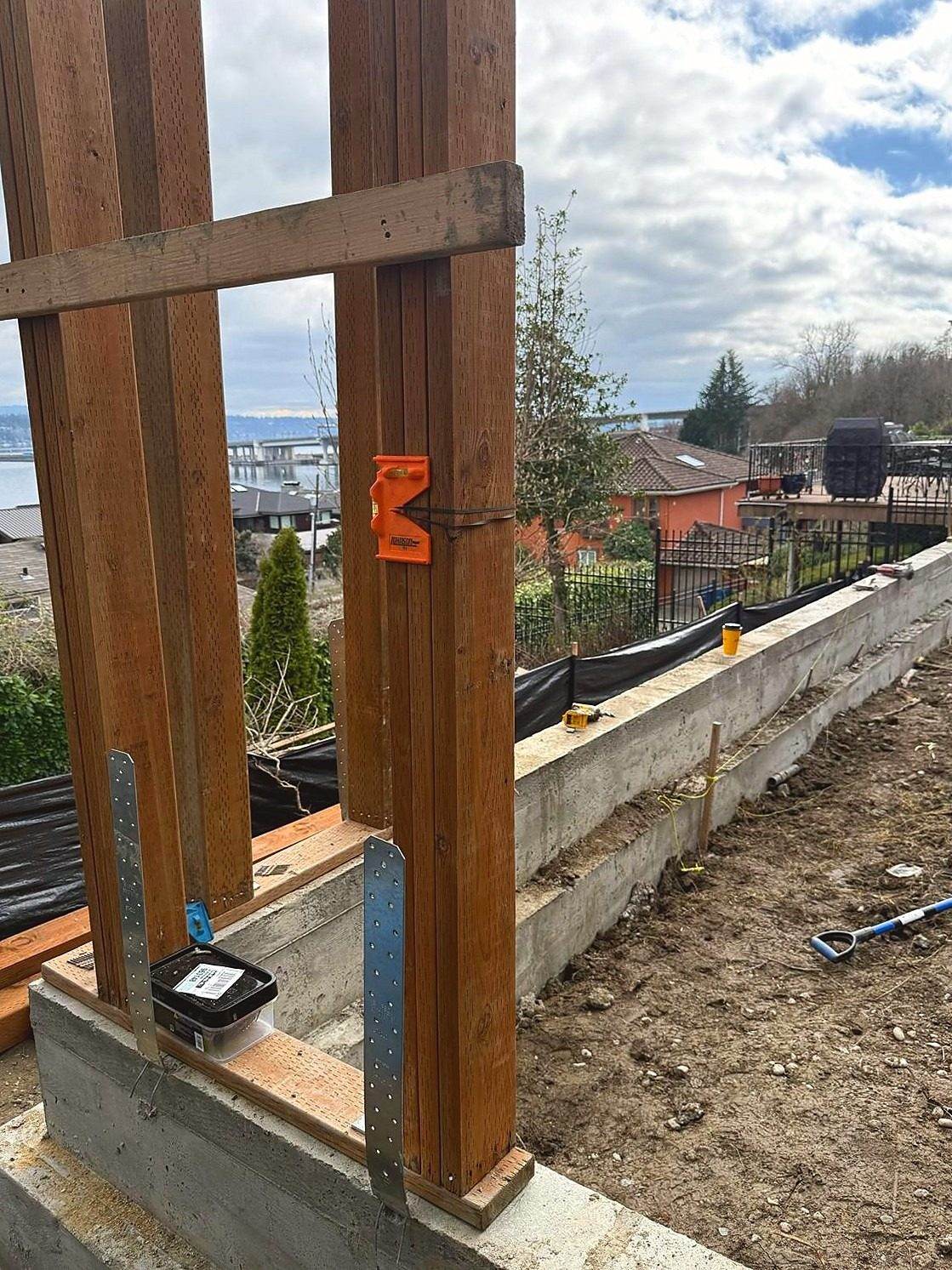 First wall posts on the foundation