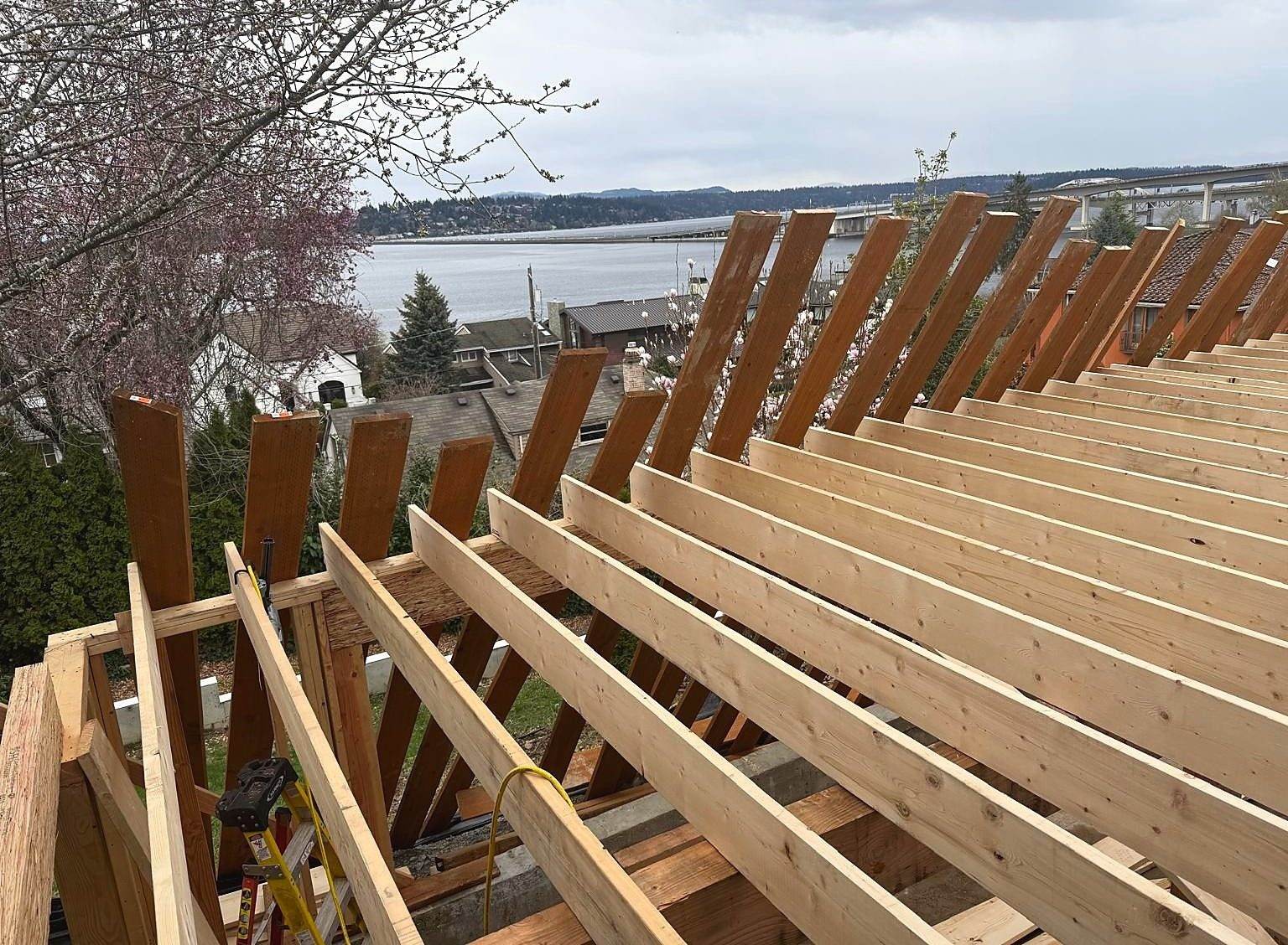 Roof rafters toward the lake