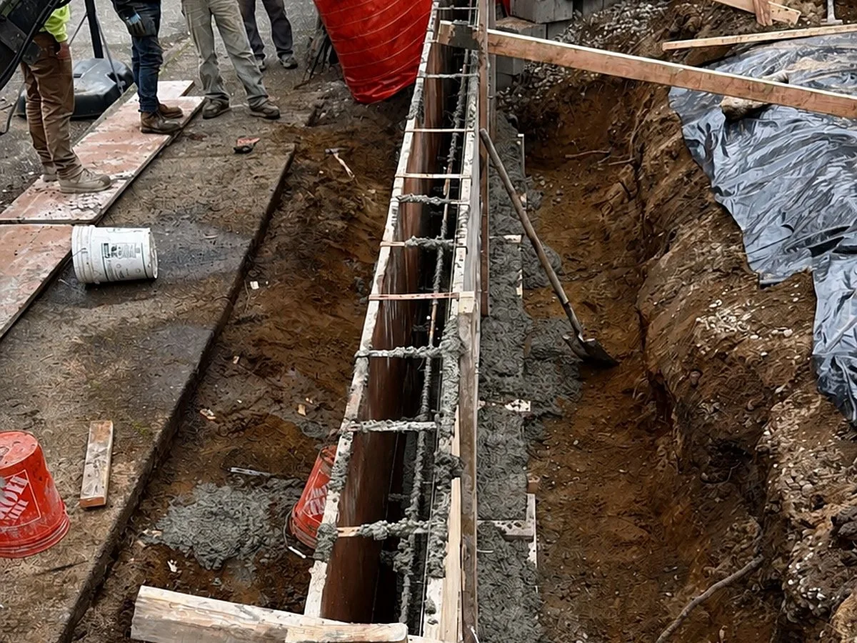 Footings poured