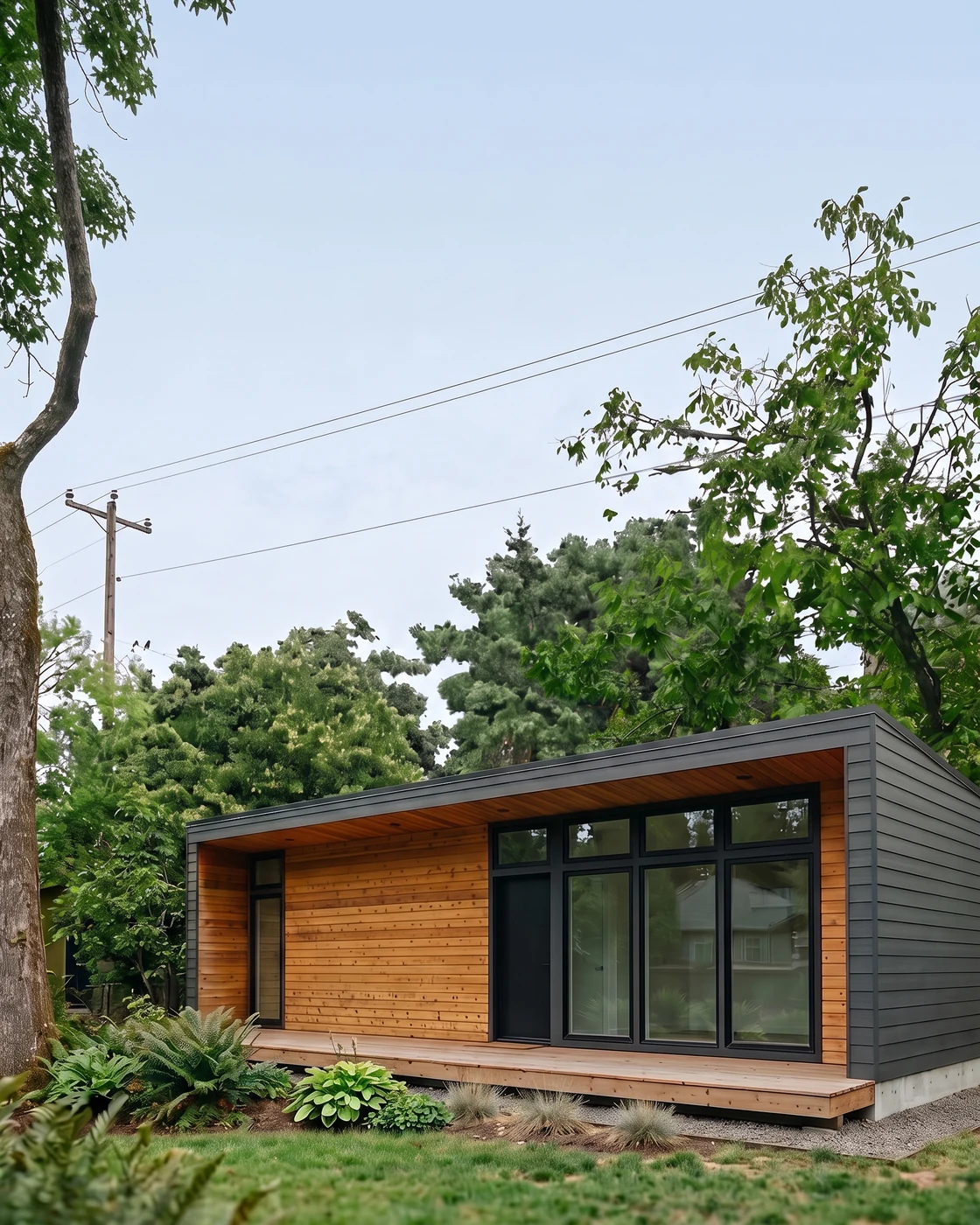 Permit-ready architectural drawing set and finished modern home in the Seattle area, designed by MNBE