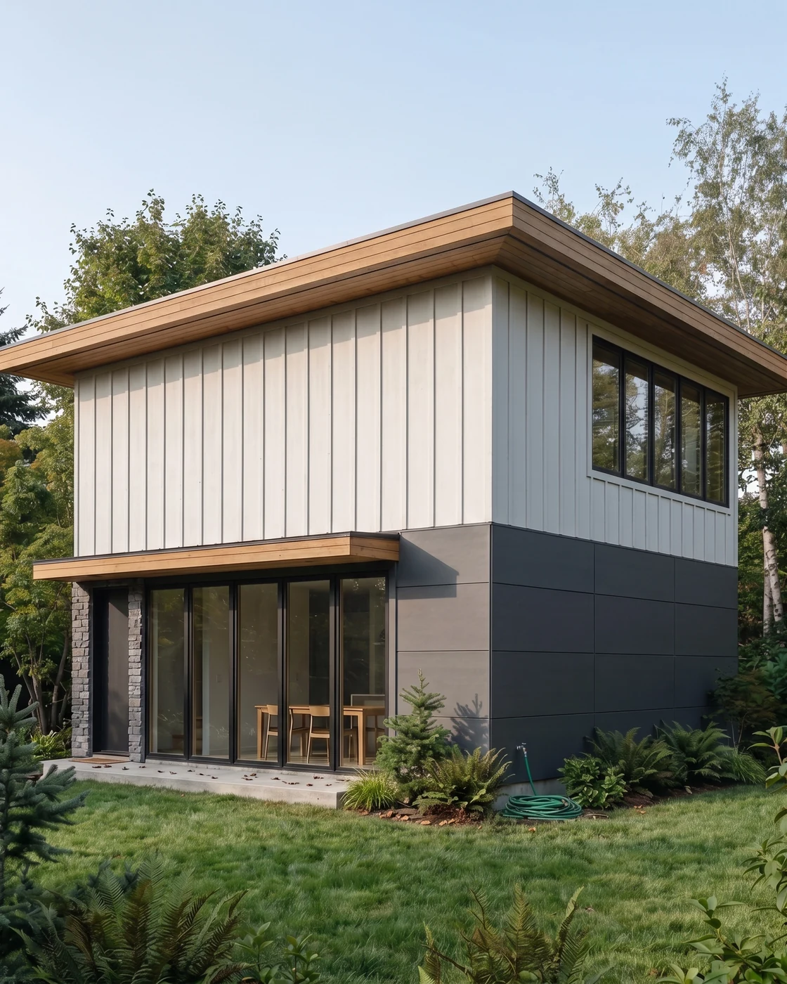 Permit-cleared modern construction detail in the Seattle area, shepherded through plan-check by MNBE