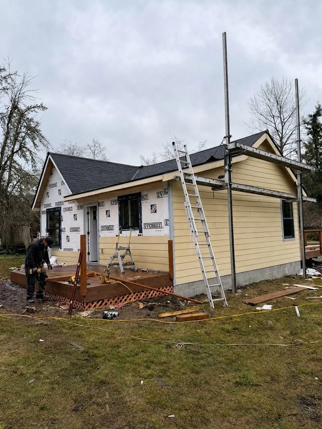 Exterior cladding underway