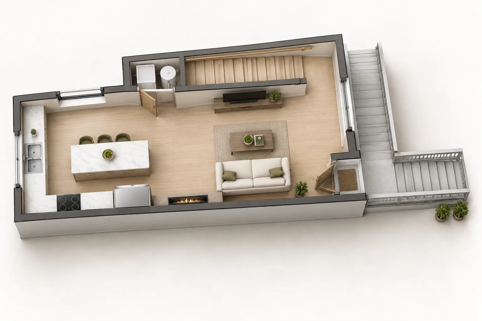 The Main Floor: Attached Accessory Dwelling Unit in Bellevue, WA by MNBE Construction and Development