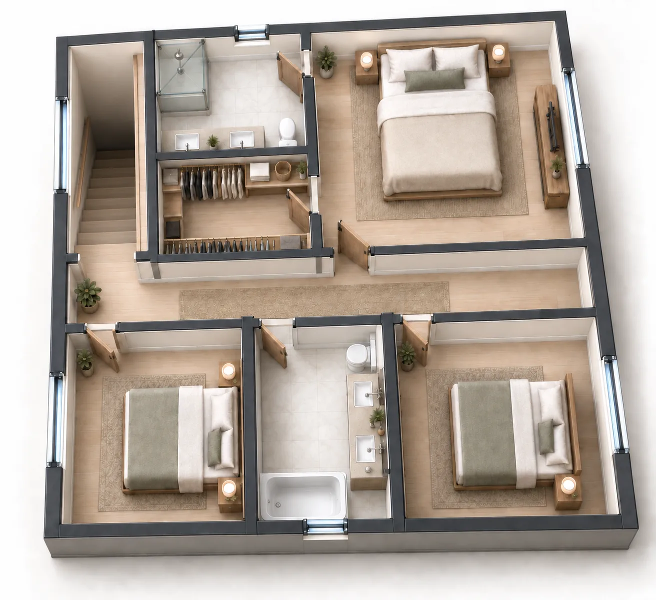 The Upper Floor: Four-Bedroom Two-Story Family Home in Bellevue, WA by MNBE Construction and Development