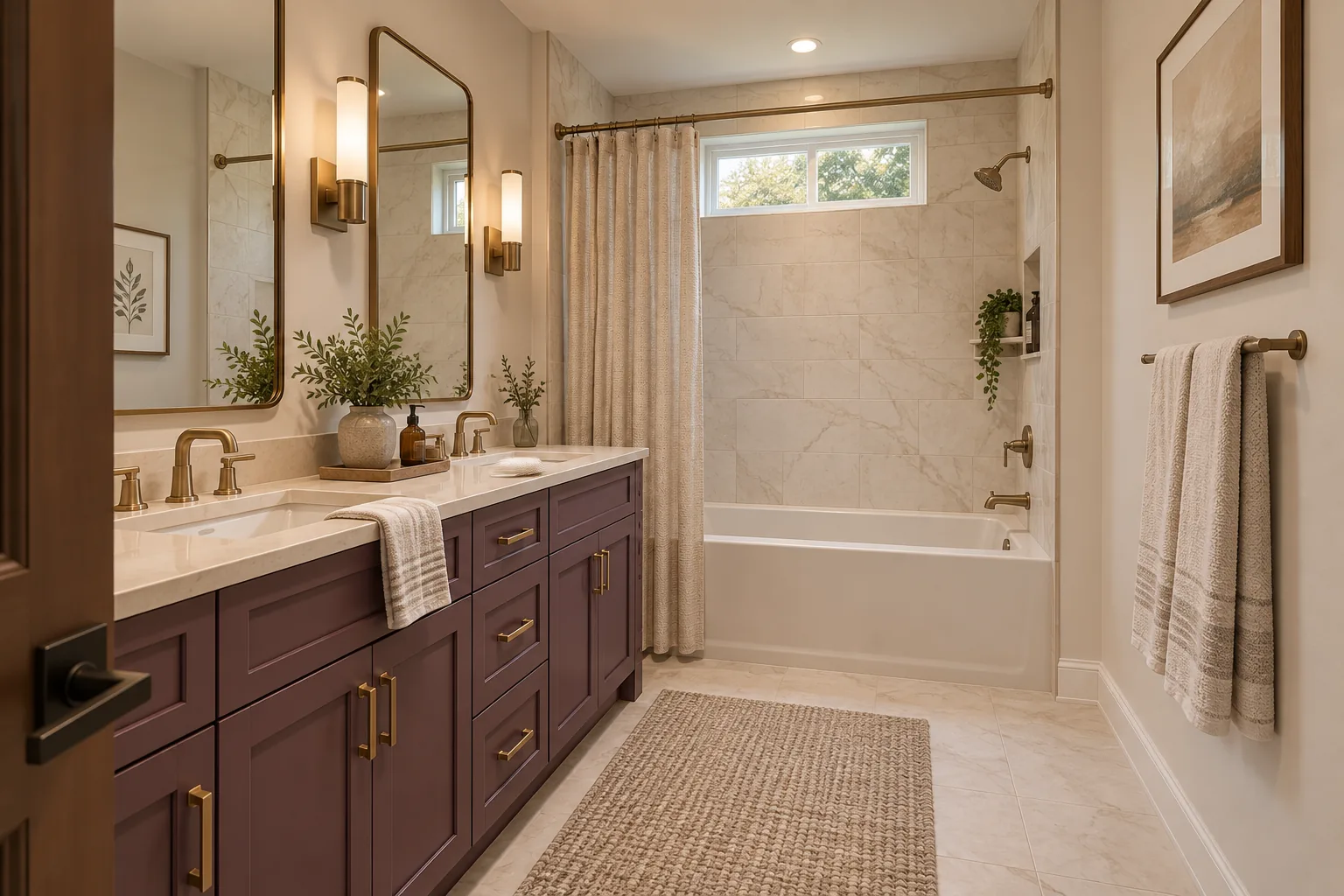 Shared Bath: Four-Bedroom Two-Story Family Home in Bellevue, WA by MNBE Construction and Development