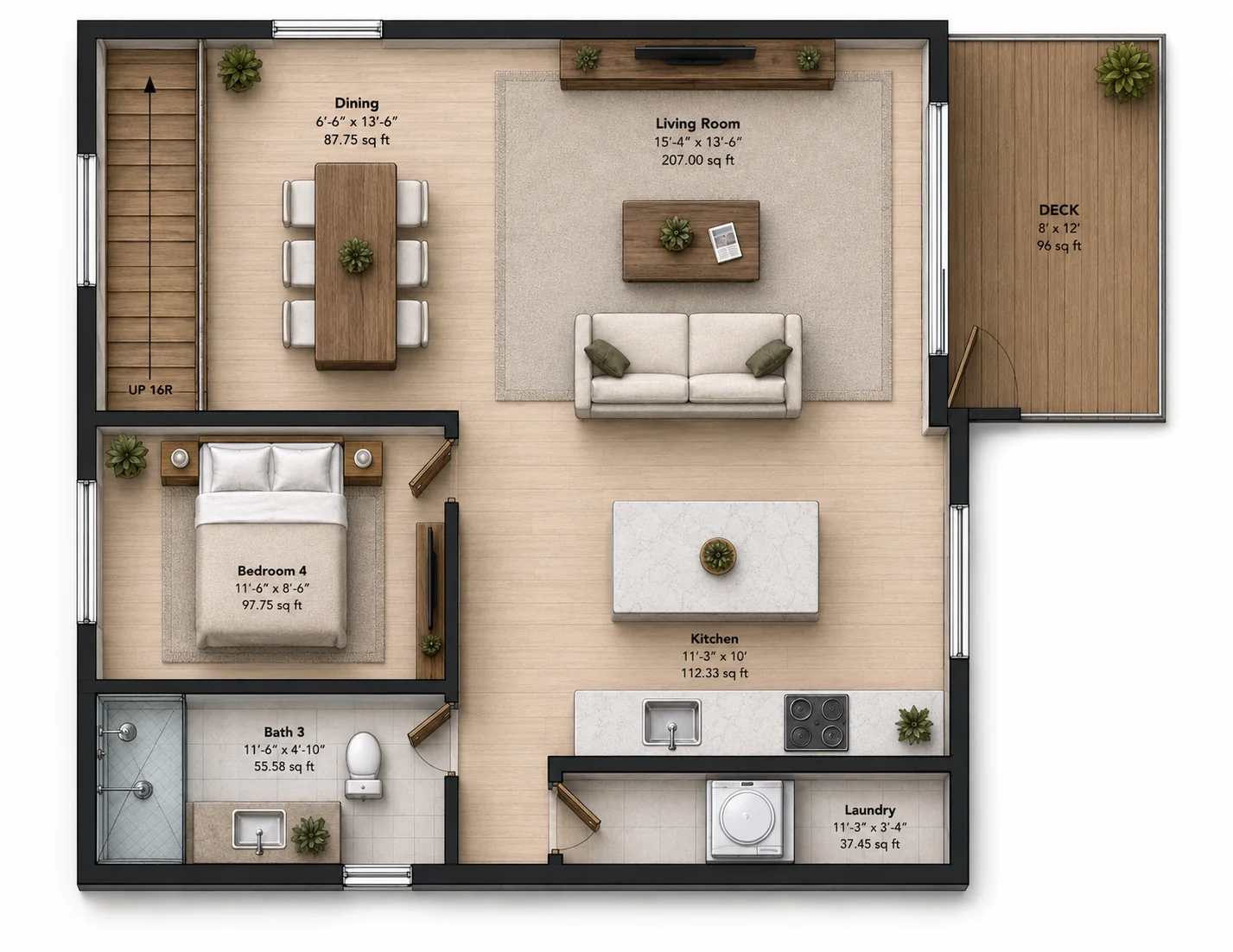 Entry Level floor plan for the Bellevue — Four-Bedroom project