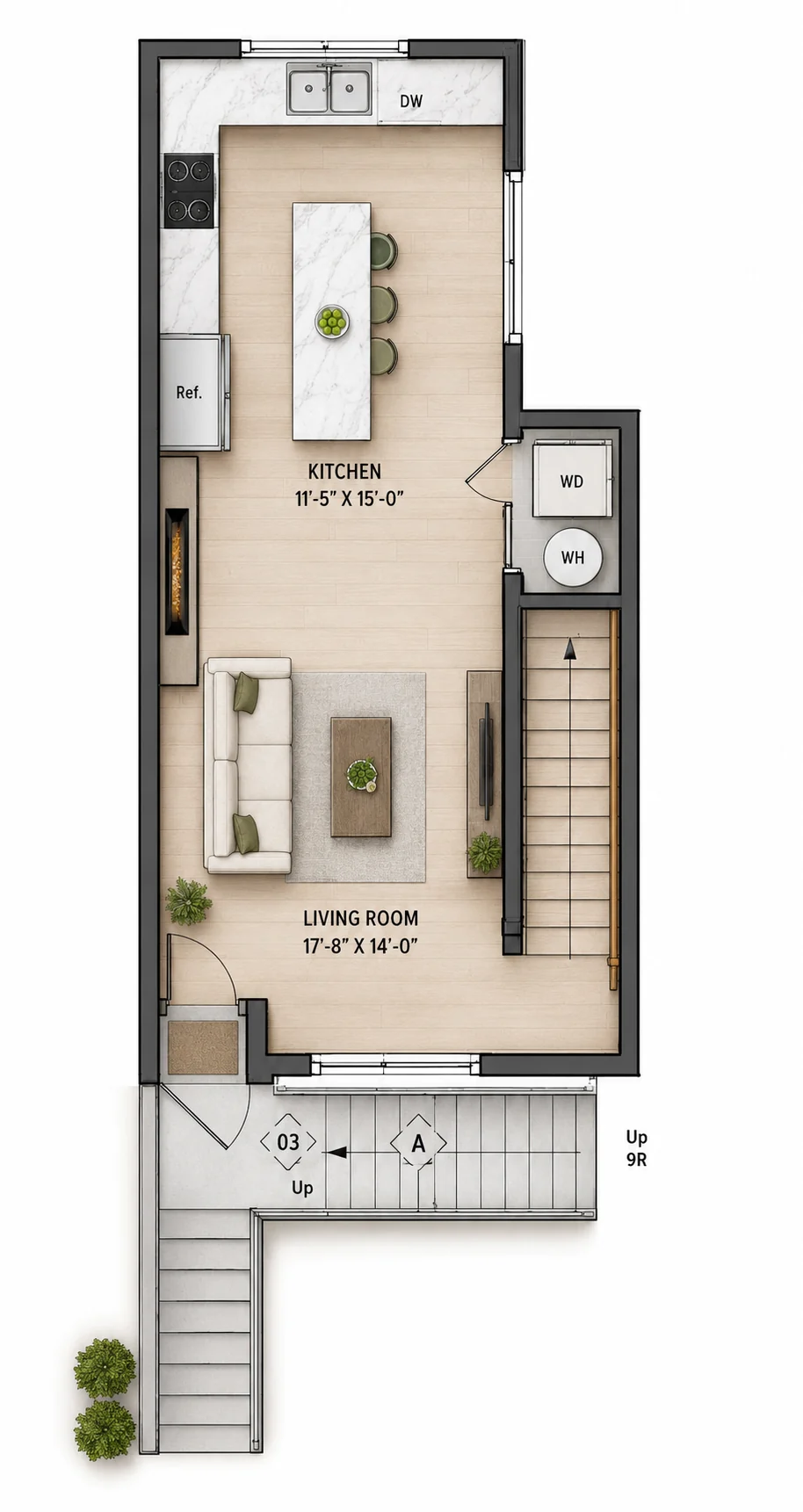 Entry Level floor plan for the Bellevue project