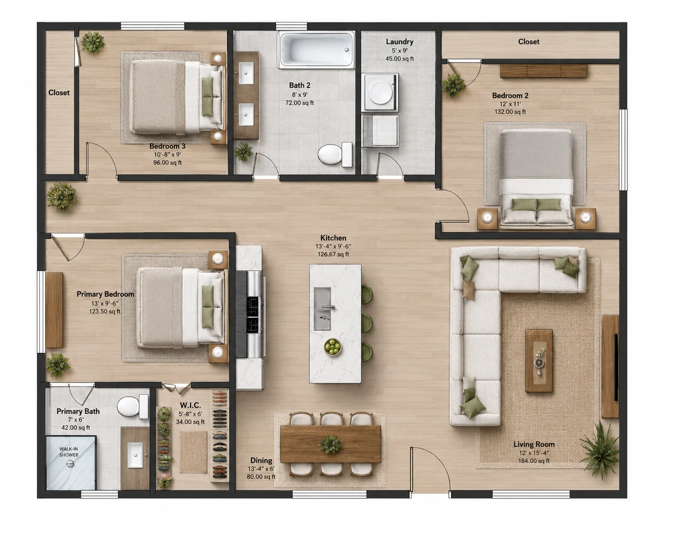 Floor Plan floor plan for the Bellevue — Single-Story project