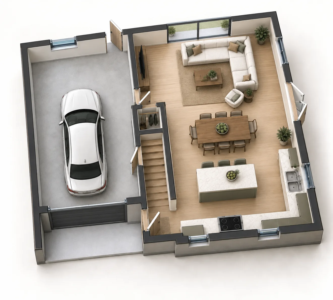 The Main Floor: Family Home with Garage in Kenmore, WA by MNBE Construction and Development