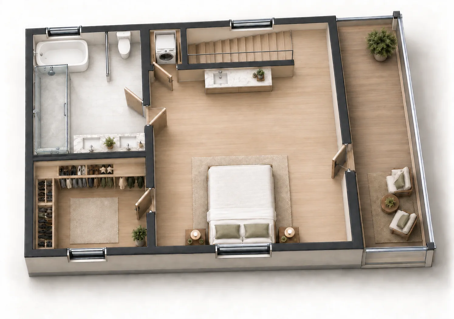 The Upper Floor: Two-Story Home with Primary Suite in Kirkland, WA by MNBE Construction and Development