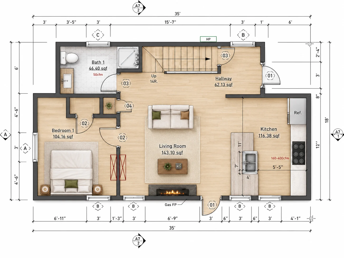 Entry Level floor plan for the Kirkland project
