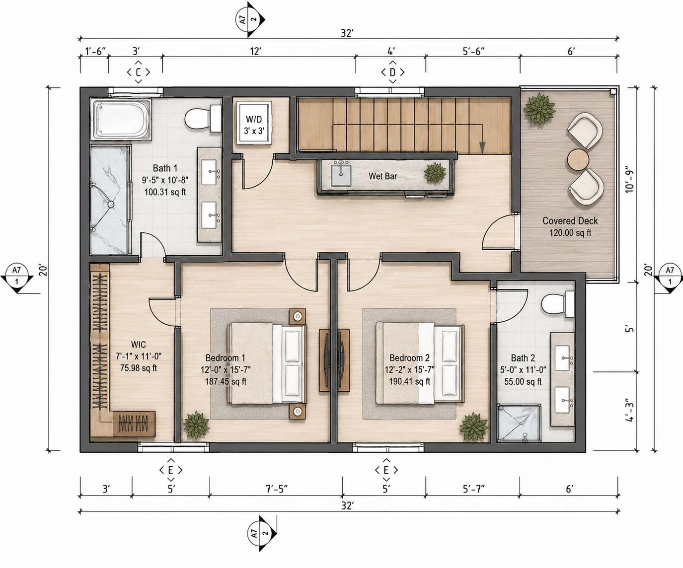 Upper Level floor plan for the Kirkland project