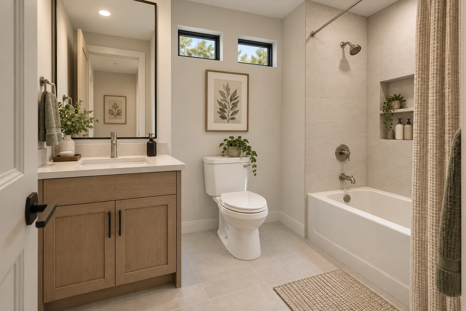Shared Bath: Two-Story Family Home in Lake Tapps, Sumner, WA by MNBE Construction and Development