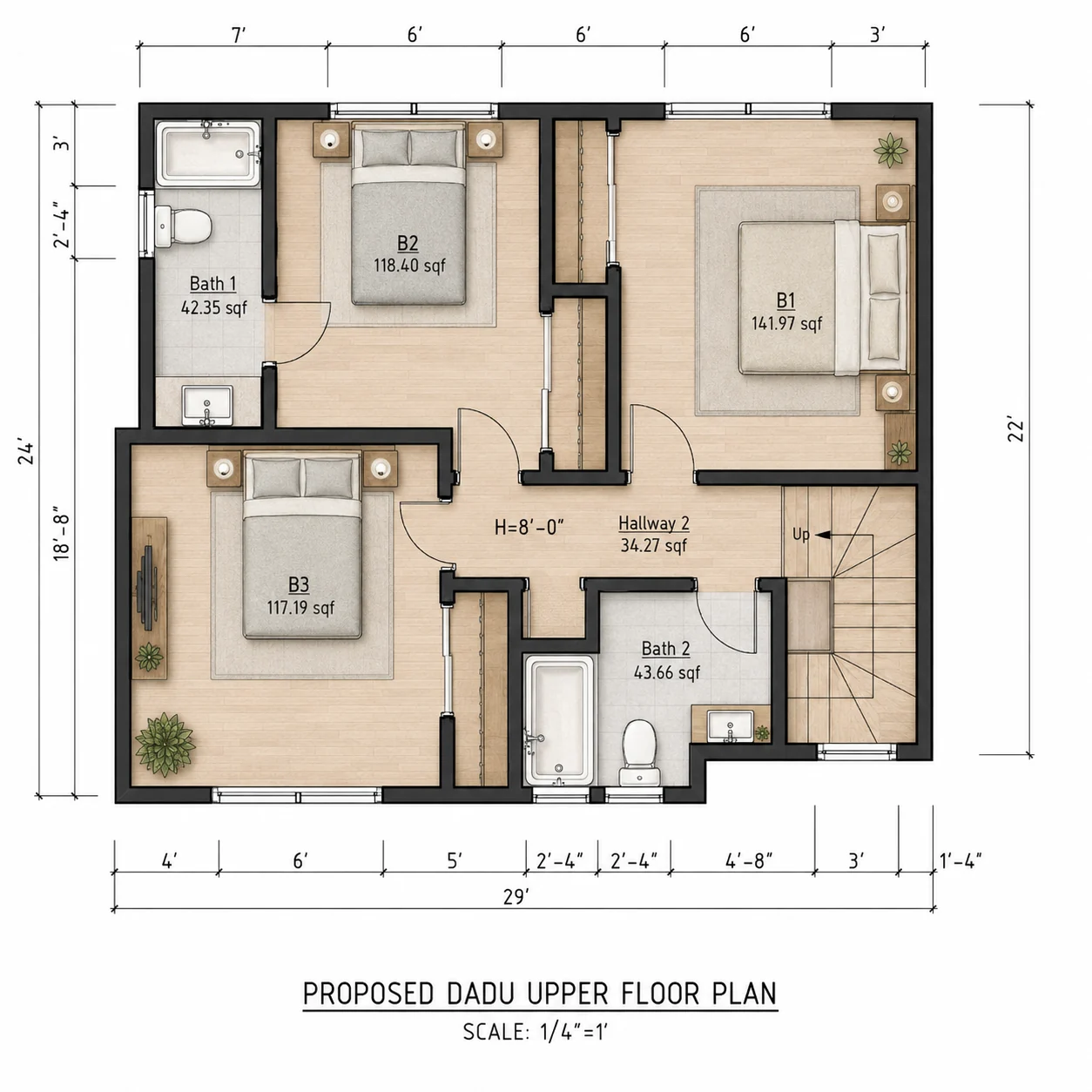 Upper Level floor plan for the Lake Tapps, Sumner project