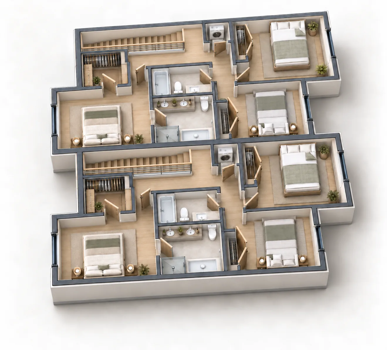 Upper Floor · Both Units: Attached Duplex Residence in Lynnwood, WA by MNBE Construction and Development