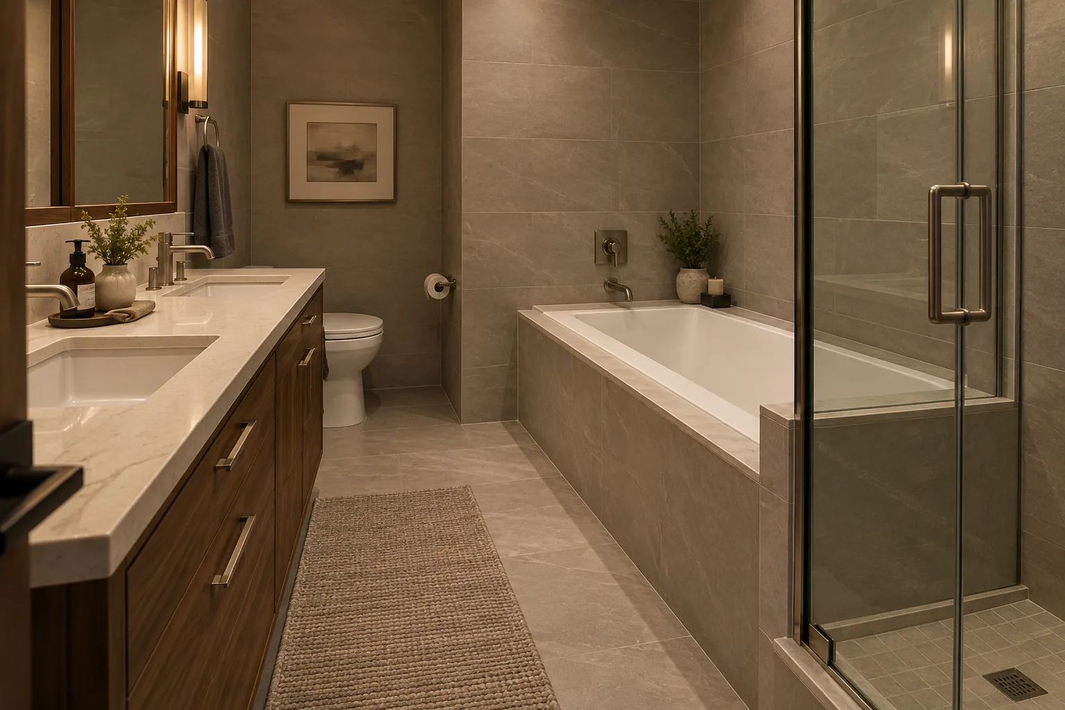 Primary Bath · One Unit: Attached Duplex Residence in Lynnwood, WA by MNBE Construction and Development
