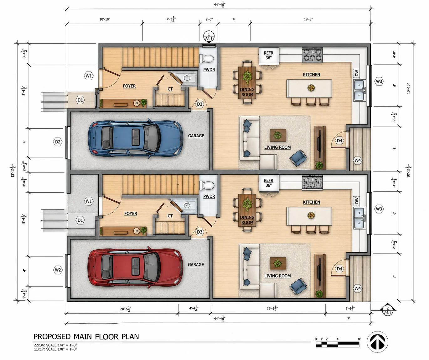 Entry Level floor plan for the Lynnwood — Duplex project