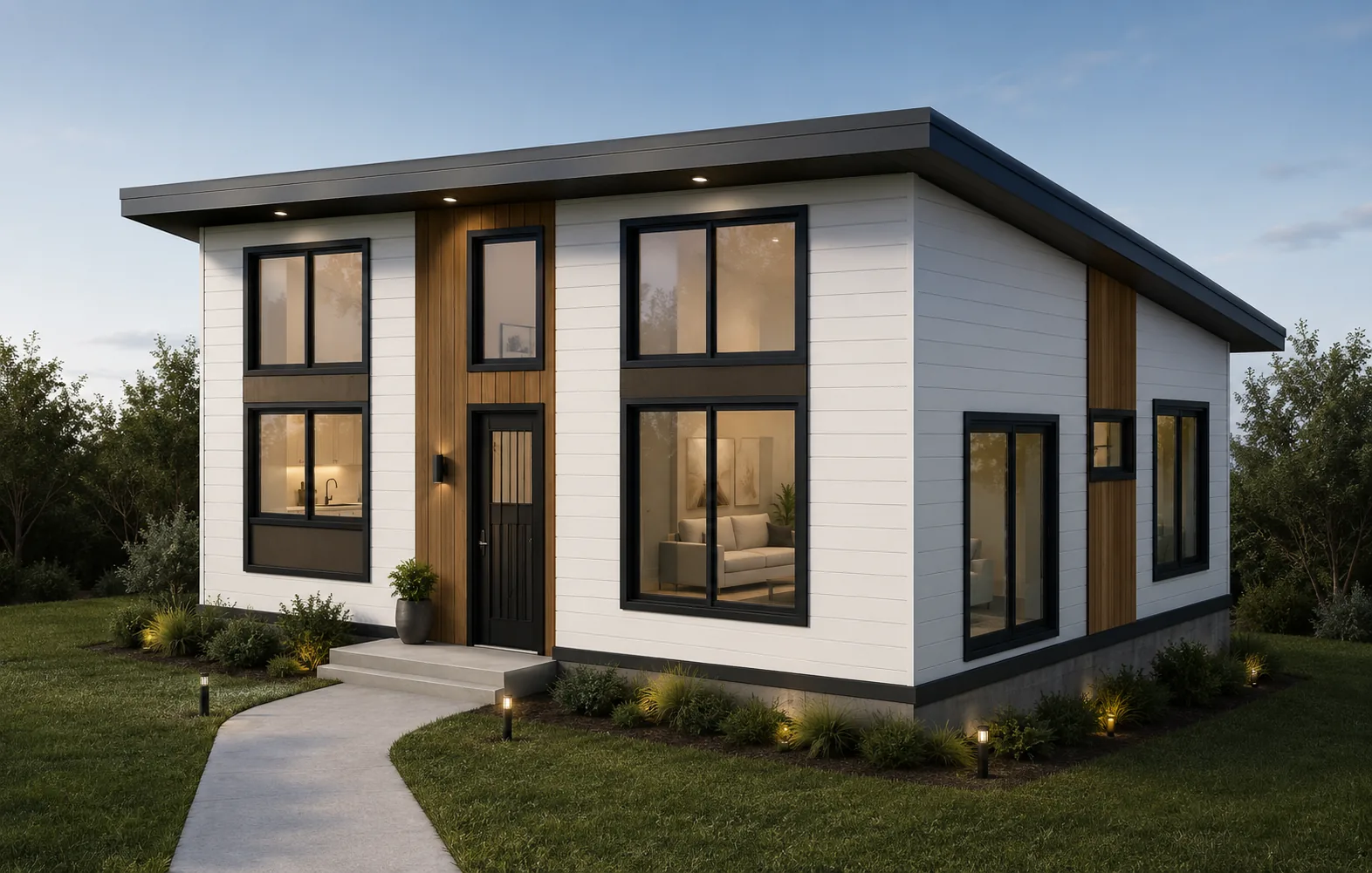 Exterior rendering 2 of the Lynnwood — Modern Design project by MNBE Construction