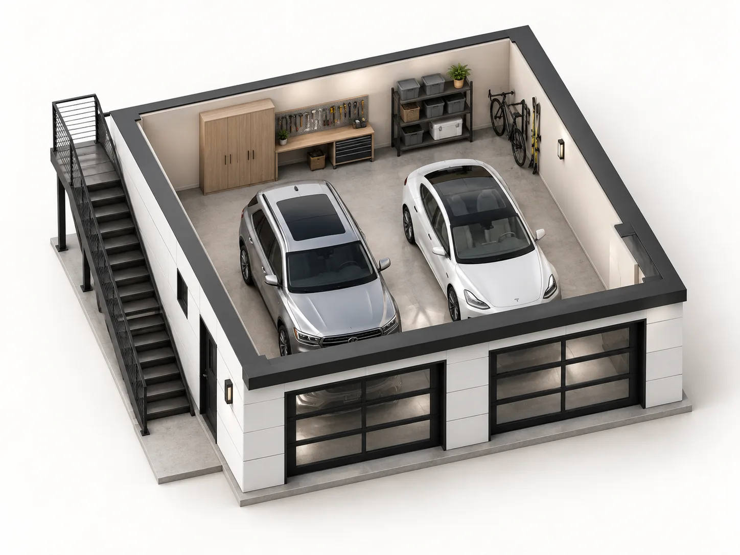 The Garage Level: Unit Above a Two-Car Garage in Magnolia, Seattle, WA by MNBE Construction and Development