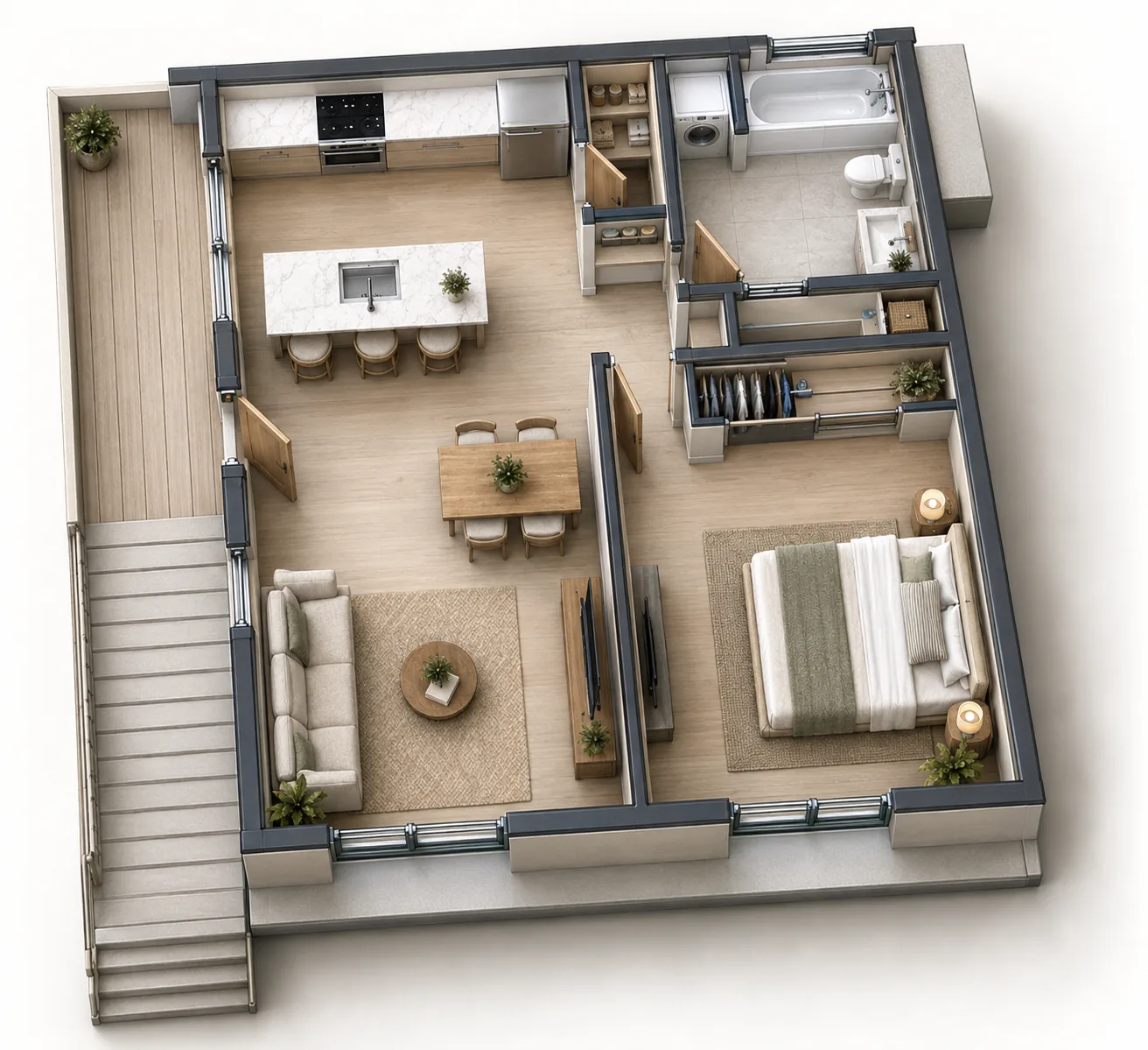 The Upper Floor: Unit Above a Two-Car Garage in Magnolia, Seattle, WA by MNBE Construction and Development