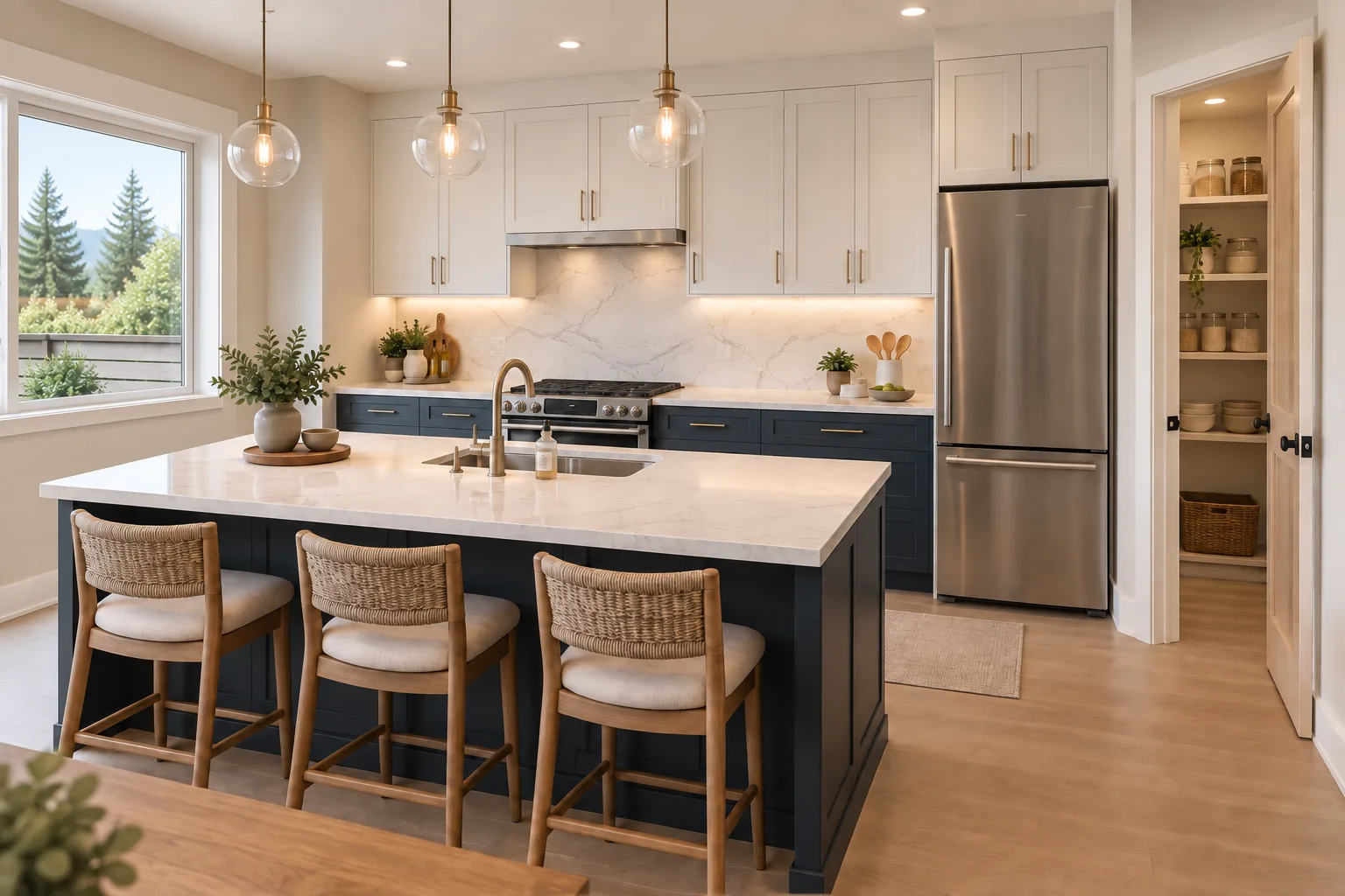 Kitchen & Dining: Unit Above a Two-Car Garage in Magnolia, Seattle, WA by MNBE Construction and Development