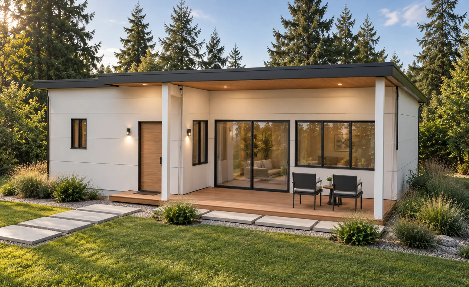 The Covered Deck: Modern One-Bedroom Home in Renton, WA by MNBE Construction and Development