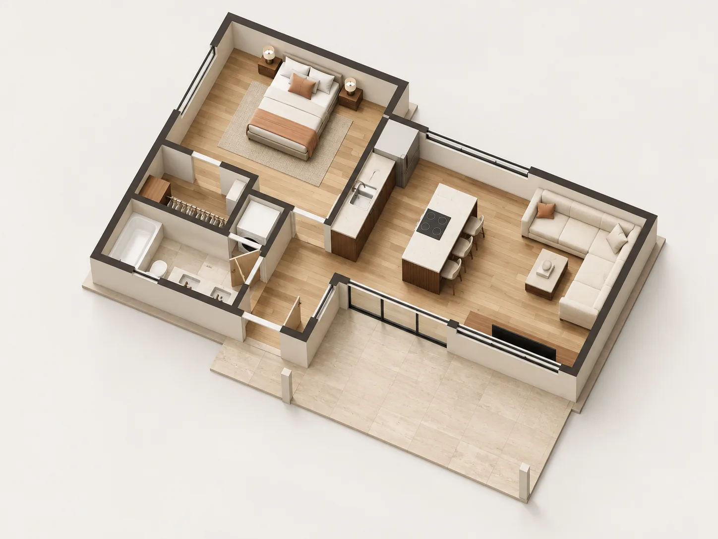 The Main Floor: Modern One-Bedroom Home in Renton, WA by MNBE Construction and Development