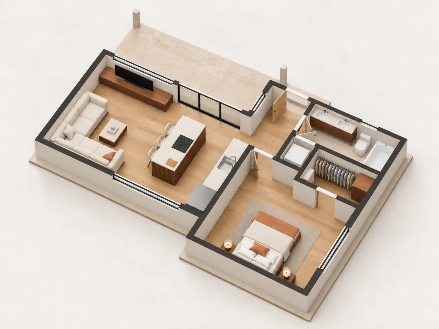 The Main Floor · Second View: Modern One-Bedroom Home in Renton, WA by MNBE Construction and Development