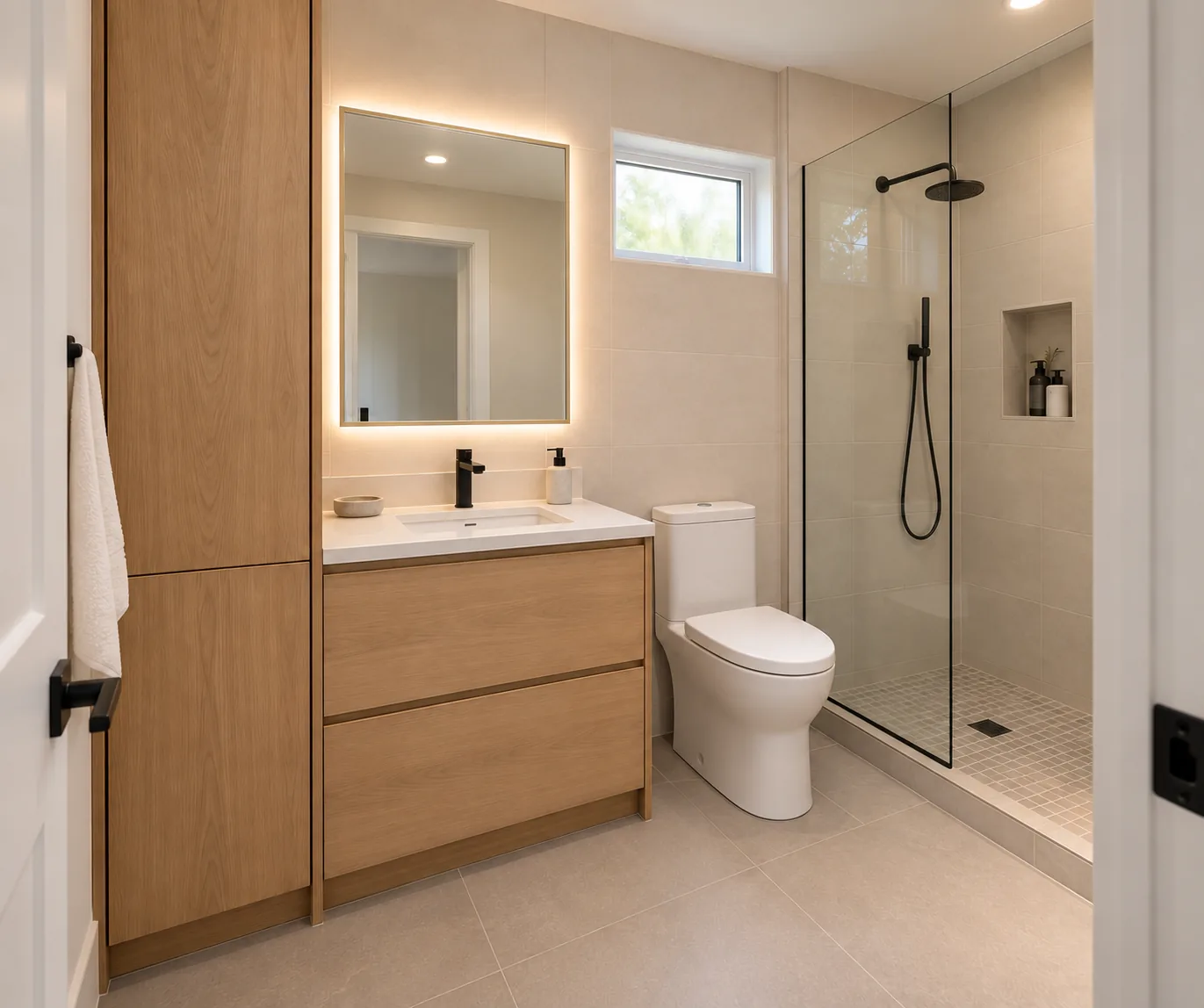 Bathroom: Modern One-Bedroom Home in Renton, WA by MNBE Construction and Development