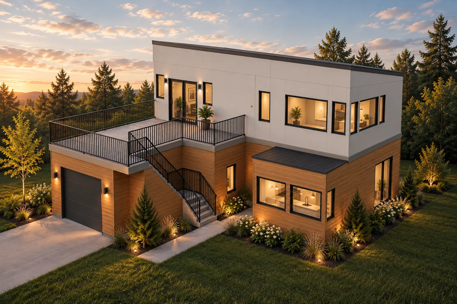 DADU with Garage & Roof Deck in Seattle, WA by MNBE Construction and Development, exterior rendering