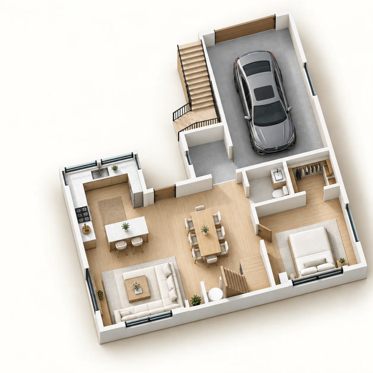The Main Floor: DADU with Garage & Roof Deck in Seattle, WA by MNBE Construction and Development