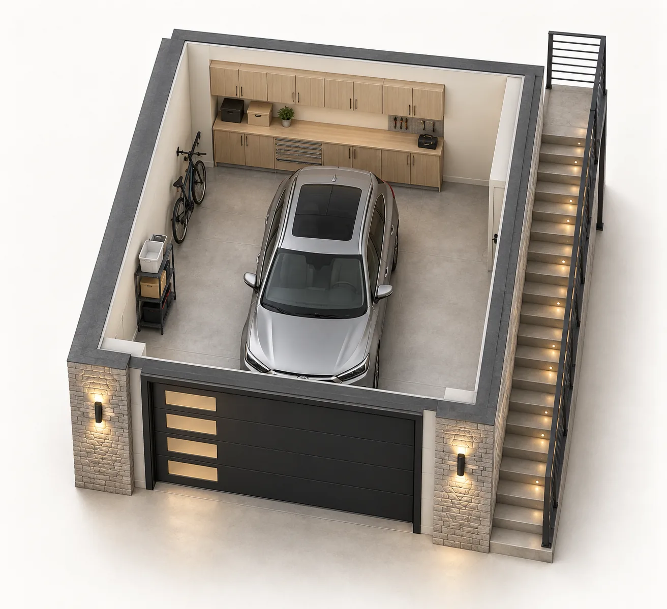The Garage Level: Studio DADU Above a Garage in Seattle, WA by MNBE Construction and Development