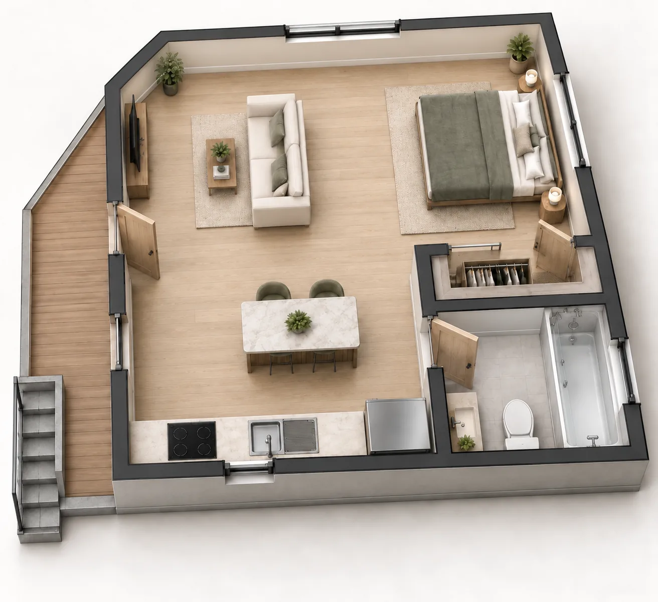 The Upper Floor: Studio DADU Above a Garage in Seattle, WA by MNBE Construction and Development
