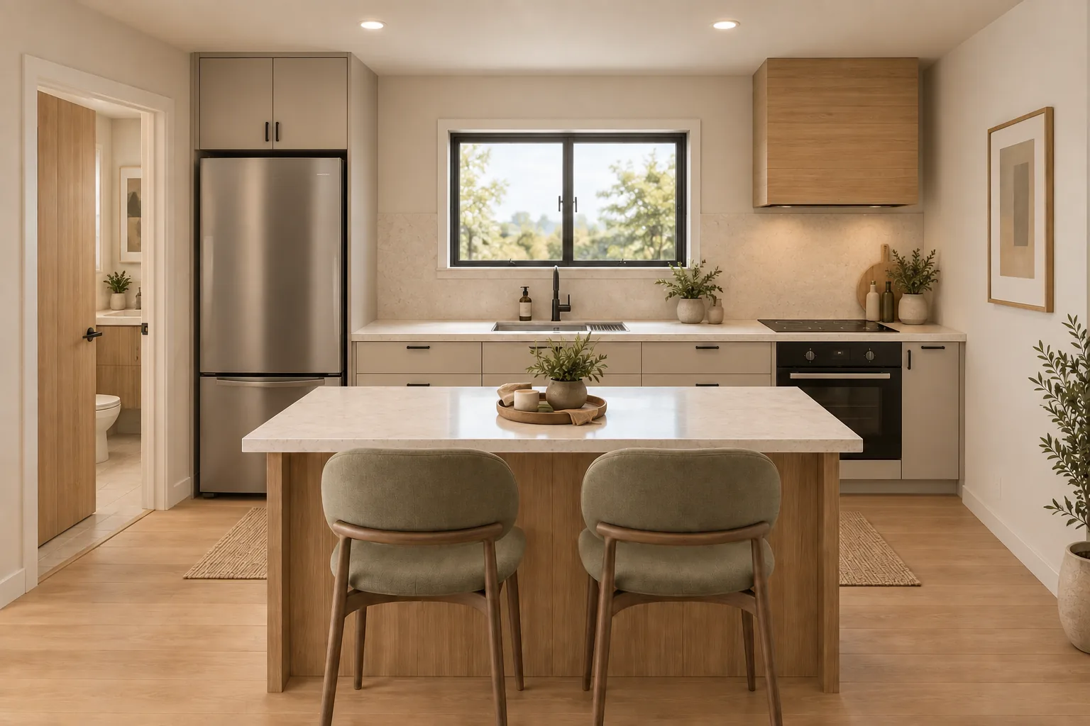 Studio Kitchen: Studio DADU Above a Garage in Seattle, WA by MNBE Construction and Development
