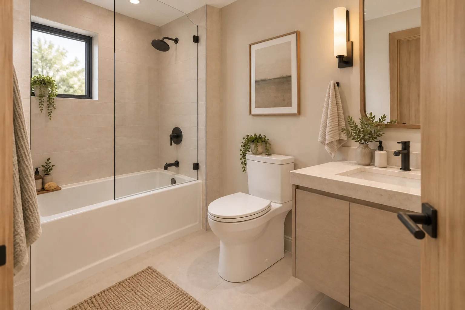 Studio Bath: Studio DADU Above a Garage in Seattle, WA by MNBE Construction and Development