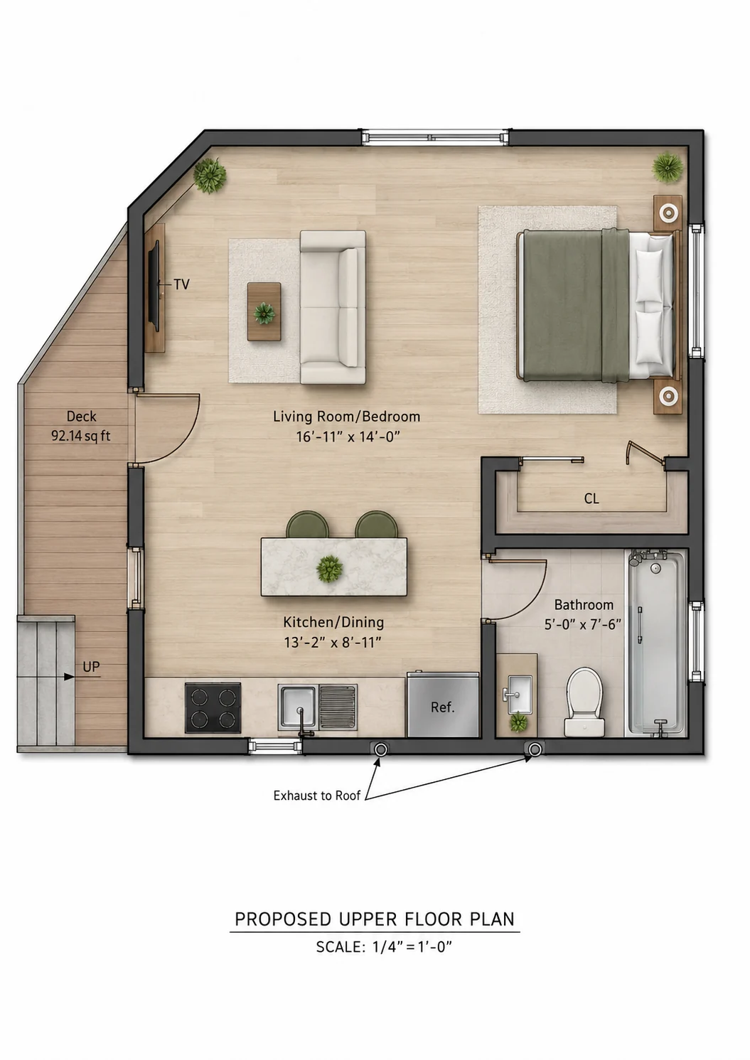 Floor Plan floor plan for the Seattle — Studio Above Garage project