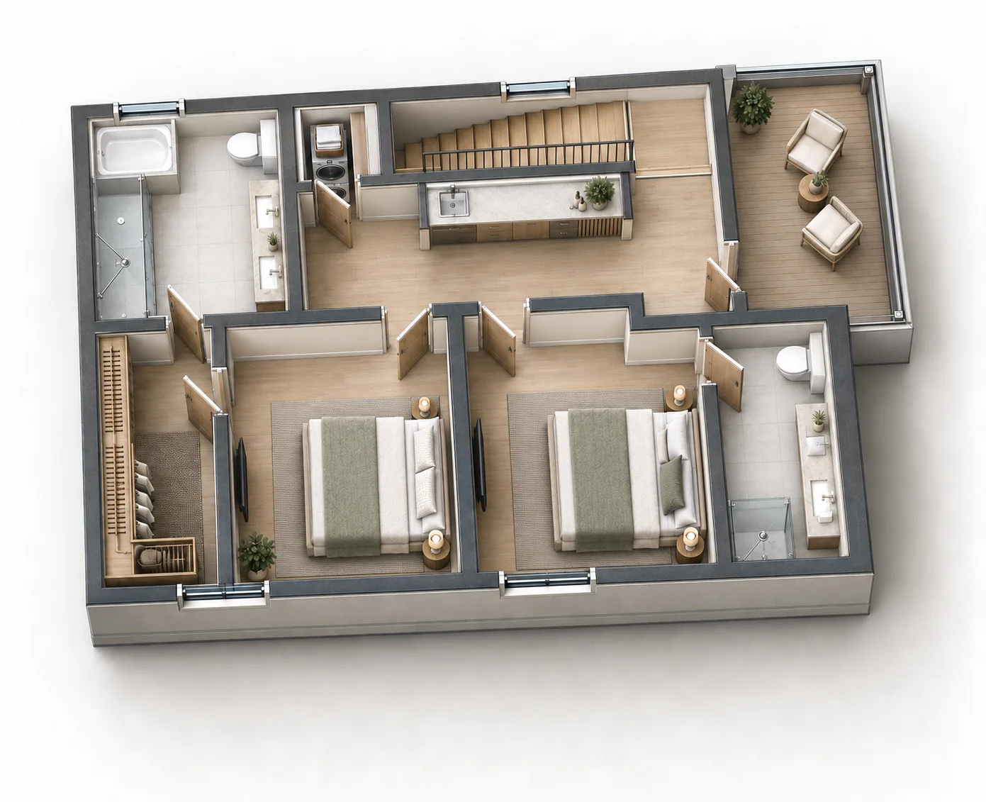 The Upper Floor: Compact Two-Story Residence in Shoreline, WA by MNBE Construction and Development