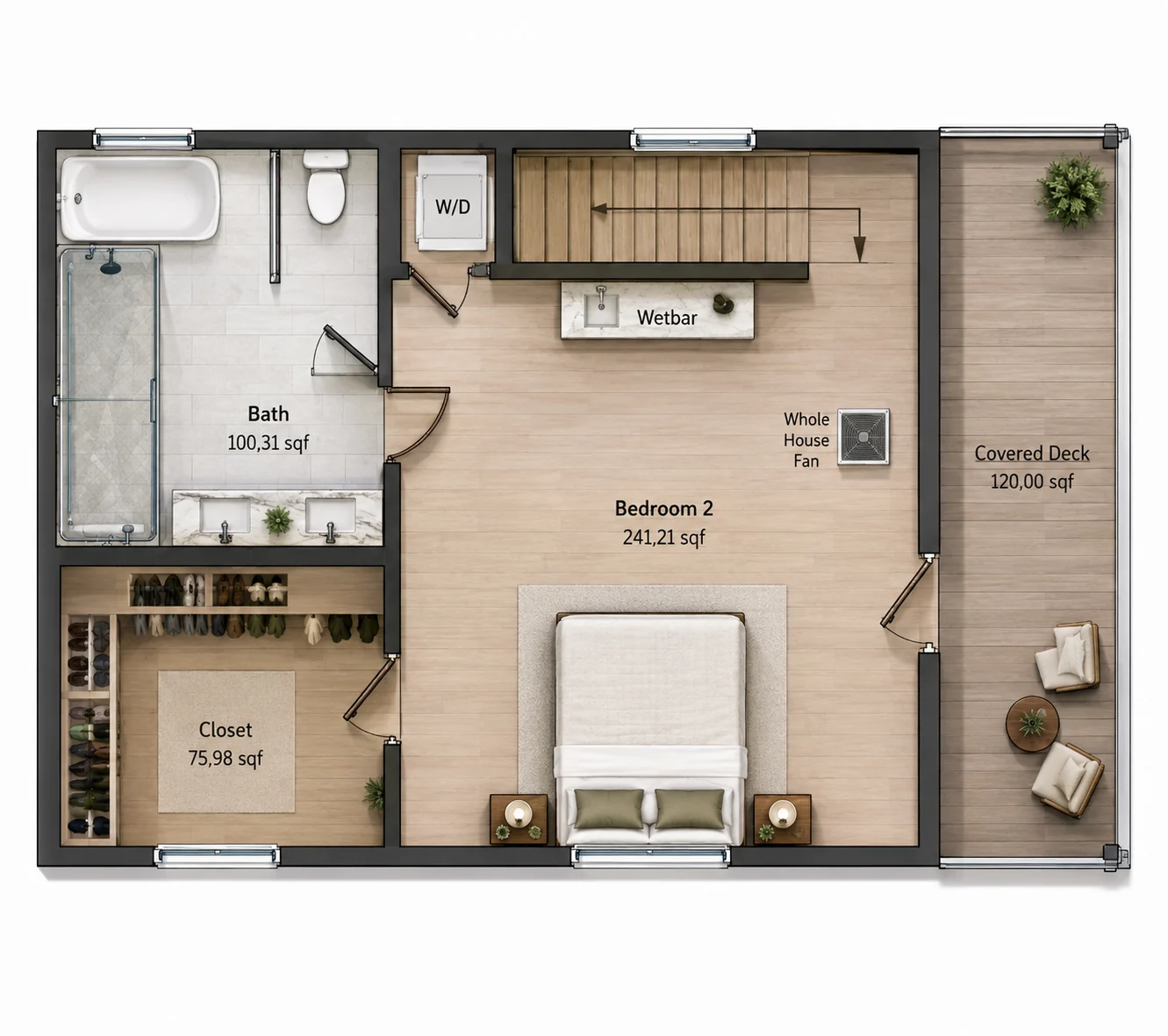 Upper Level floor plan for the Shoreline project
