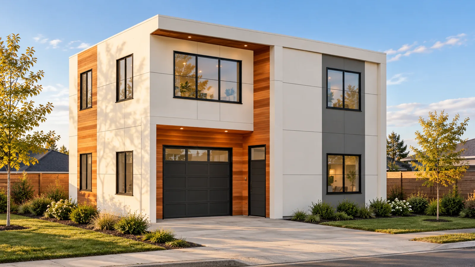 Exterior rendering of a detached two-story home with garage in Tukwila, WA