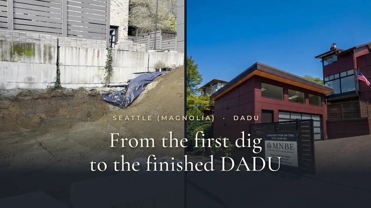 Magnolia DADU construction site beside the completed residence